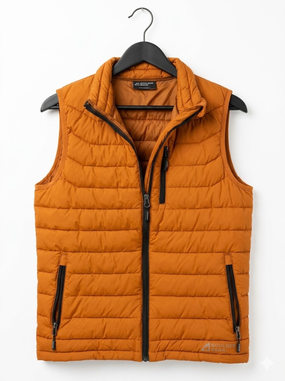 Women's Orange Quilted Puffer Vest by Boulder Gear